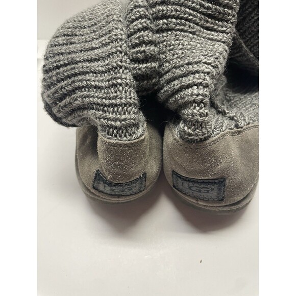 UGG Classic Cardy Winter Boots Womens 11 Gray Sweater Fold Over tall soft - Picture 7 of 10
